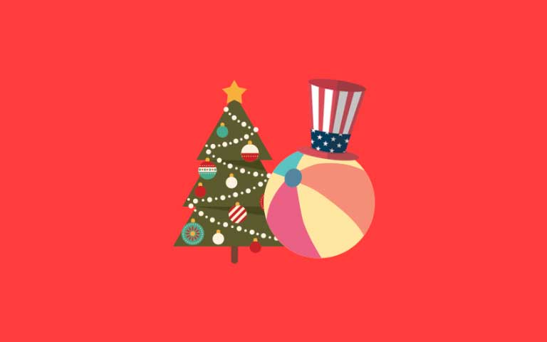 Festive tree with decorated ball