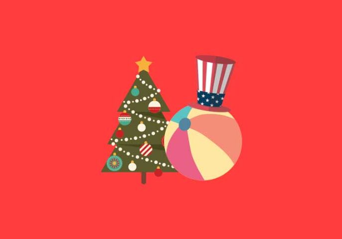 Festive tree with decorated ball
