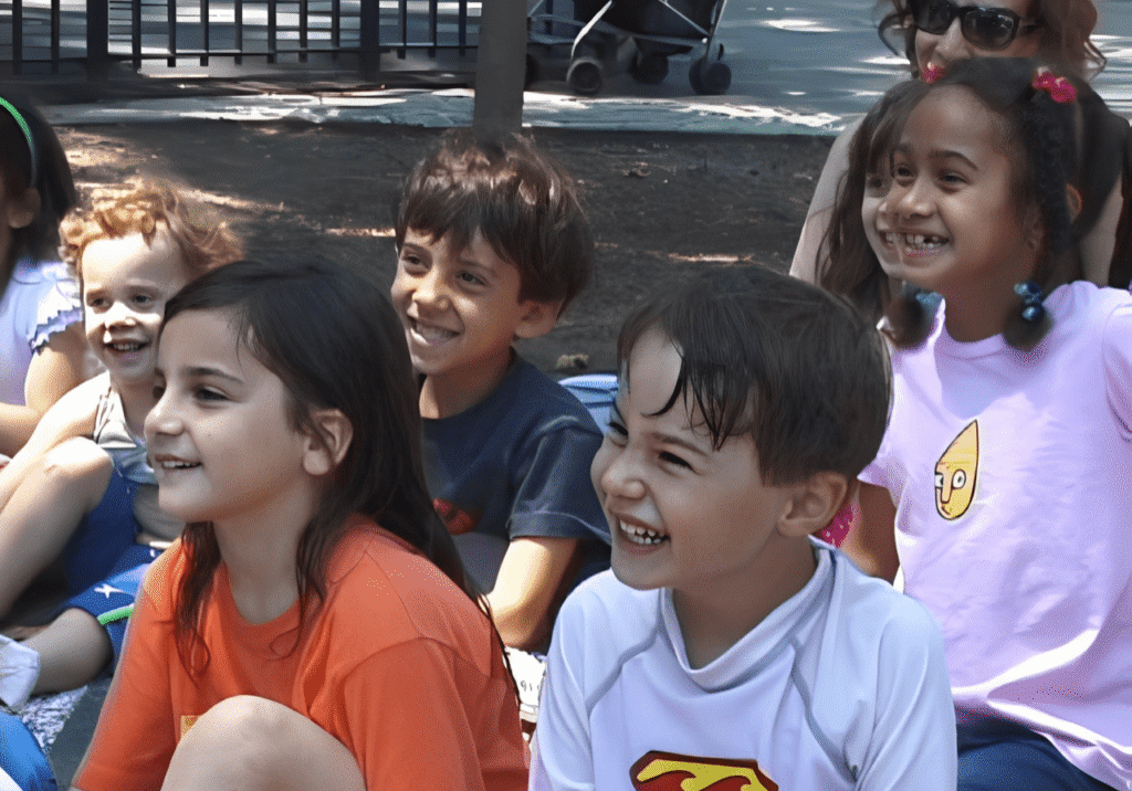 Group of happy children smiling